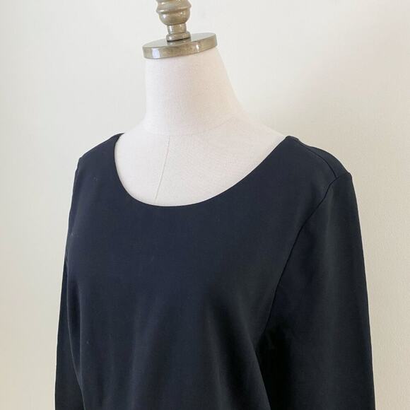 Slate & Willow Black/Blue Printed Jacquard Dress Size 12 Long Sleeve Scoop Neck - Picture 3 of 11